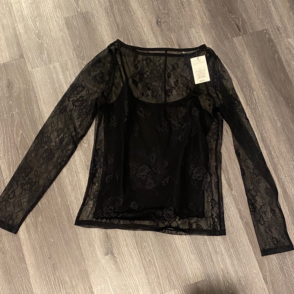 a new day Black Lace Top